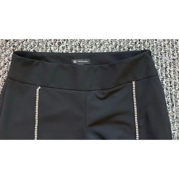 INC Macy's Rhinestone Split Wide Leg Pants Size 14P Boho Chic Punk Goth Business - Picture 4 of 9